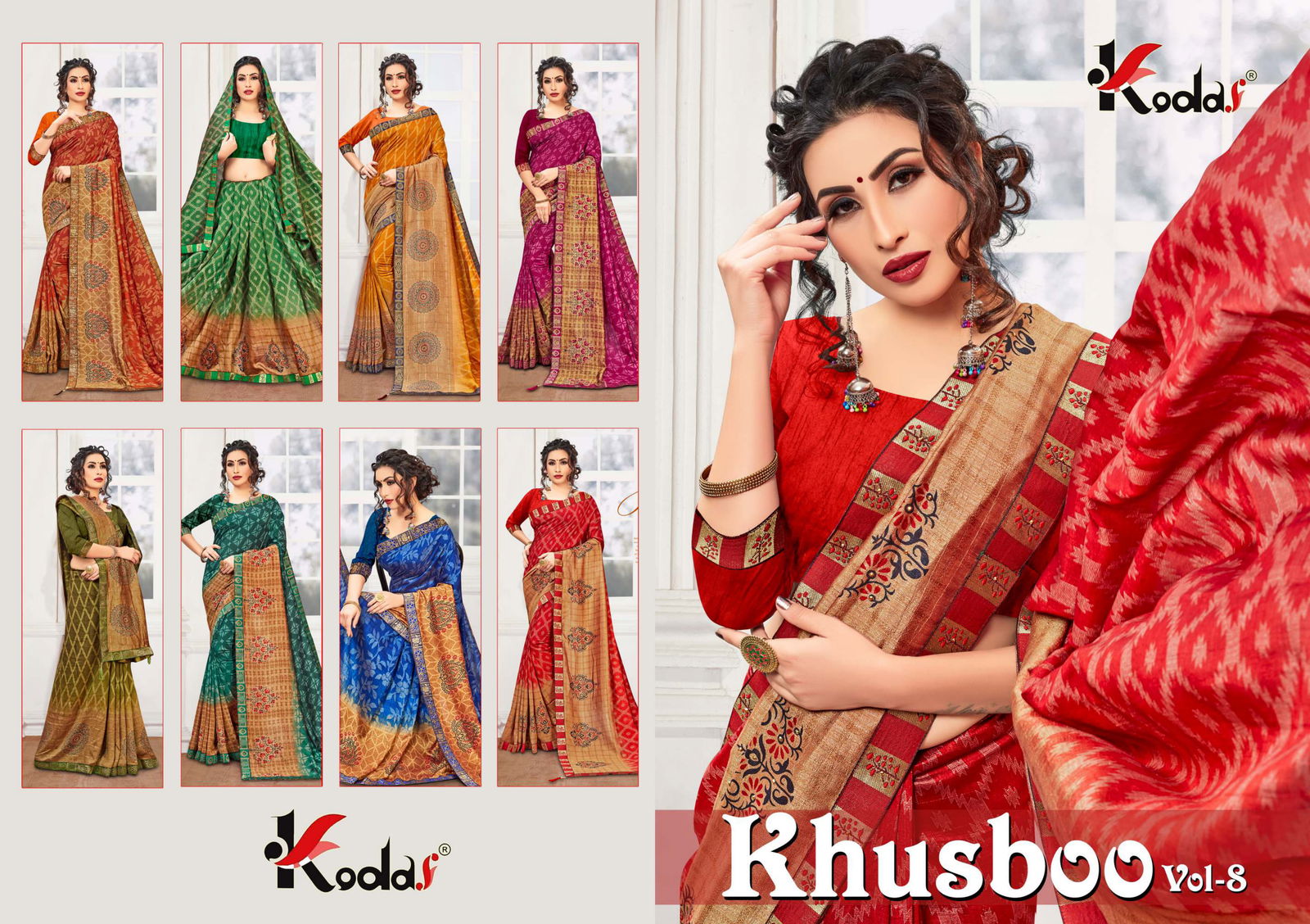 Khusboo 8 Latest Fancy Designer Regular Wear Vichitra Silk Printed Sarees Collection
